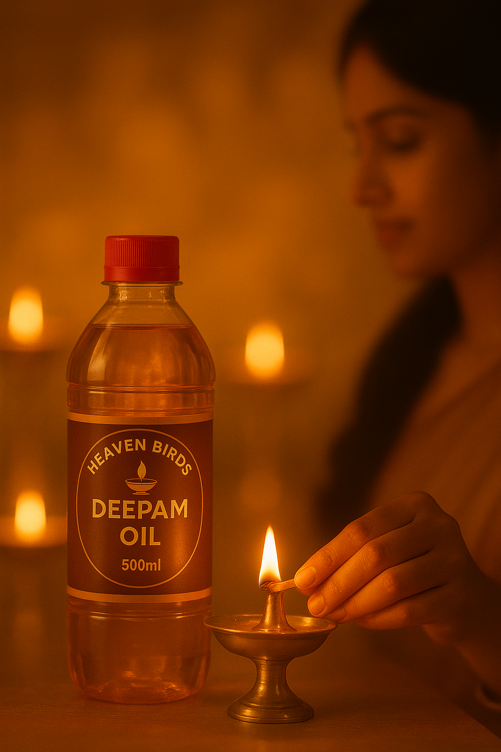 Heaven Birds Deepam Oil | Pure & Long Lasting Diya Oil for Puja, Temple & Festivals | Traditional Lamp Oil for Spiritual Rituals