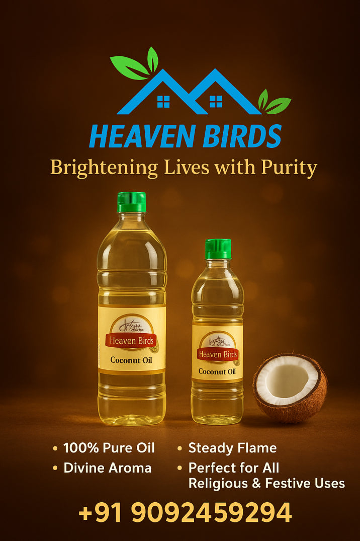 Heaven Birds Pure Cold Pressed Coconut Oil 1000ml | Wooden Chekku Virgin Coconut Oil for Cooking, Hair, Skin & Oil Pulling | Natural & Chemical-Free